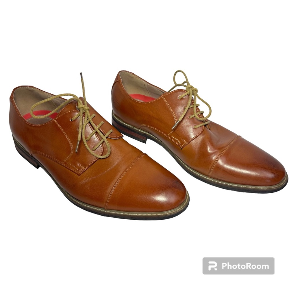 Bruno Marc | Men's Light Brown/ Cognac Leather Dress Shoe | Size 12
